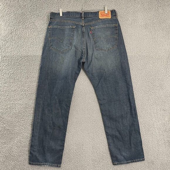 Levi's 505 Regular Fit Jeans Men 36x30 Blue Dark Wash Denim - Picture 5 of 11